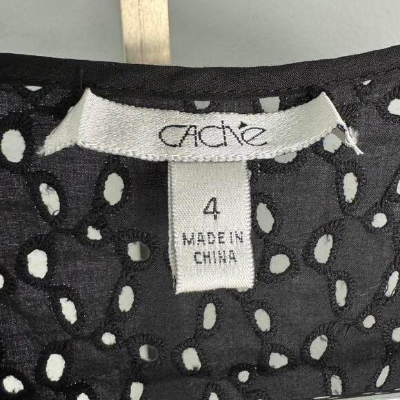 Vintage Cache Sheer Lace Cardigan Top Black Size 4 - Picture 6 of 7